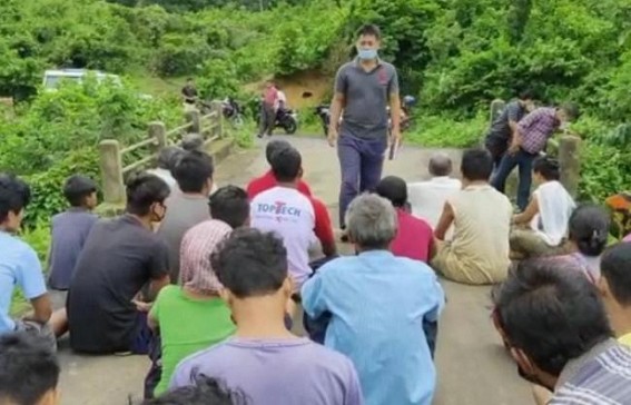 Villagers protested over Dilapidated condition of Bridge at Santir Bazar, Mog Para Villagers protested over Dilapidated condition of Bridge at Santir Bazar, Mog Para